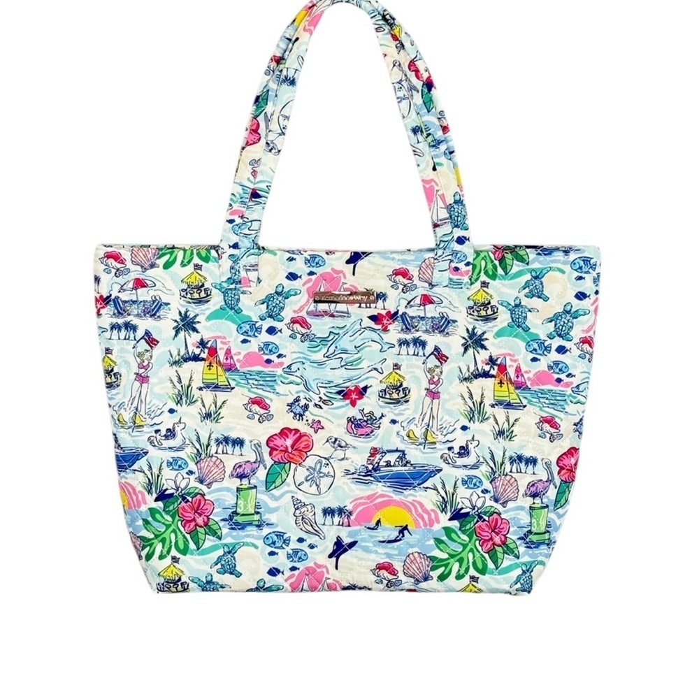 Katherine Way Quilted Water Sporting  Printed Tote Bag
